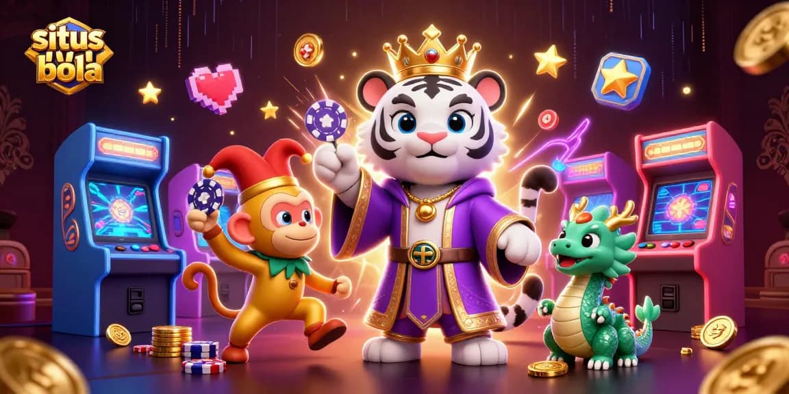 Engage in thrilling sports betting with situs judi bola featuring vibrant 3D characters and casino elements.