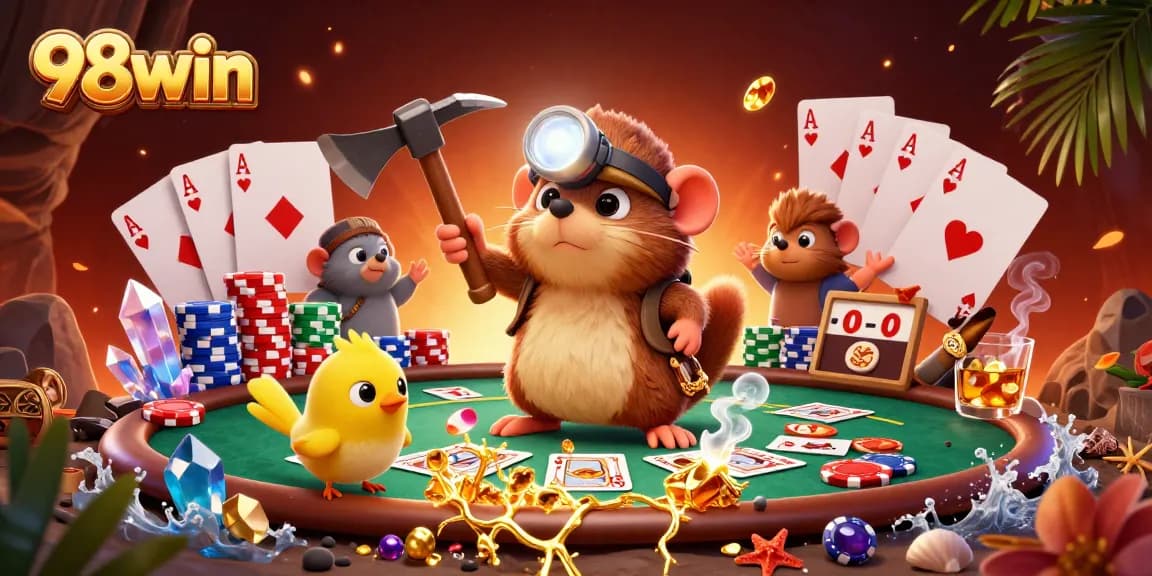 Engage with the thrilling 98win gaming experience amidst a lively poker scene.