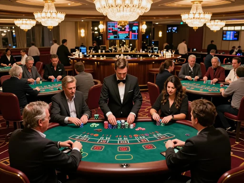 Players strategizing at a vibrant blackjack table during a thrilling RED88 game night.