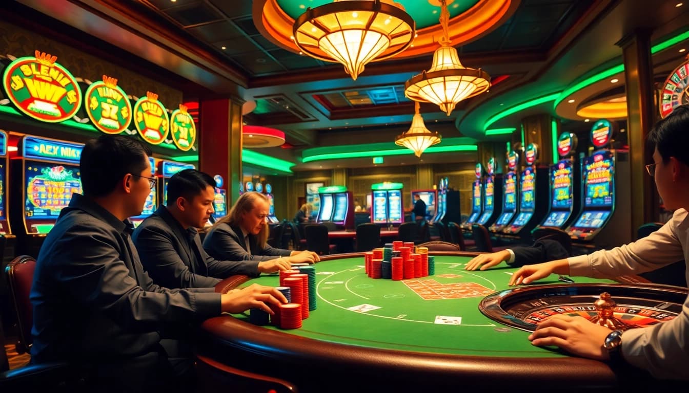 Experience the thrill of game bài đổi thưởng at a high-stakes poker table filled with excitement.