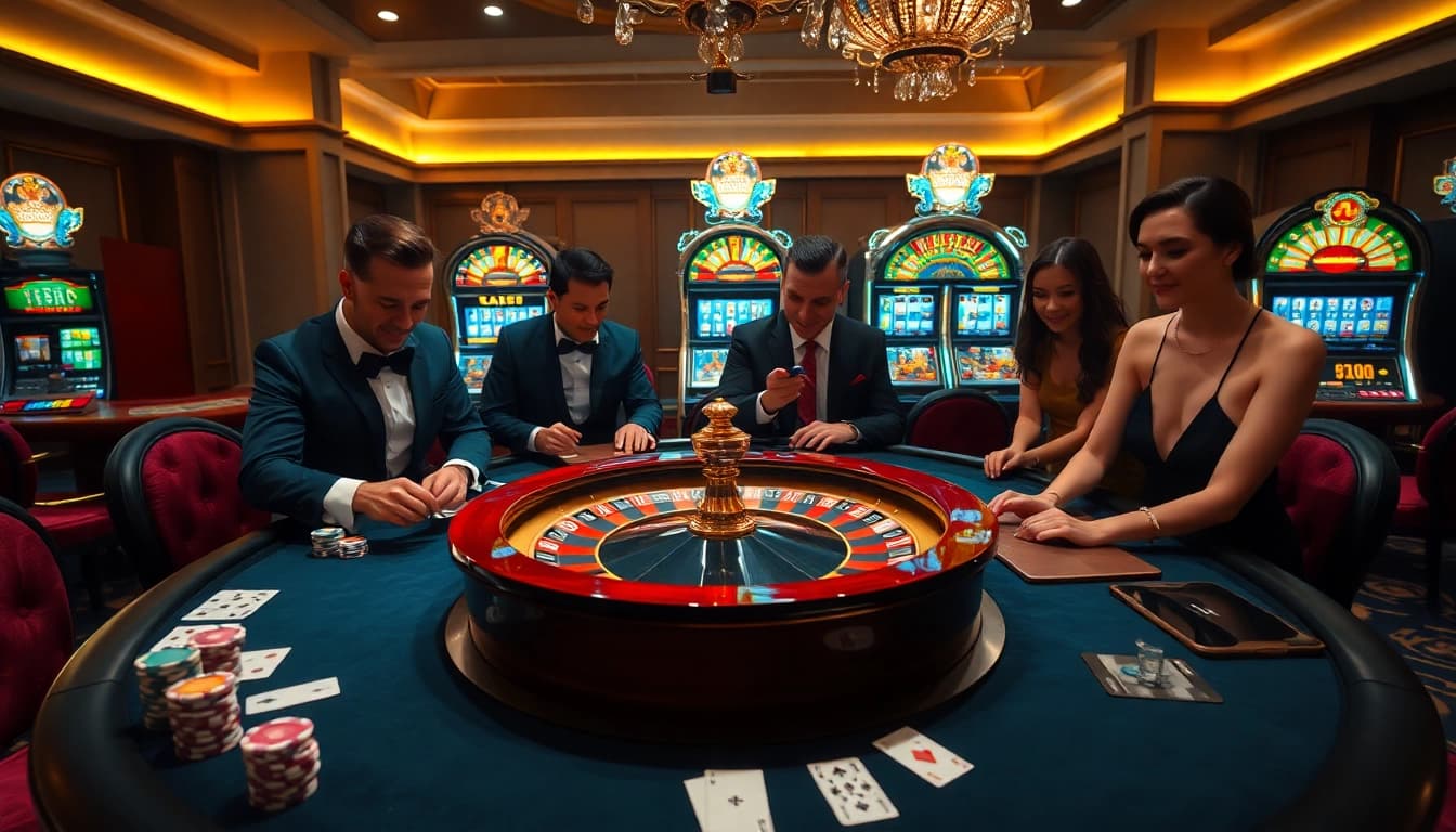 Experience the excitement of gambling at https://lu88.de.com/ with a vibrant casino scene featuring professional dealers.