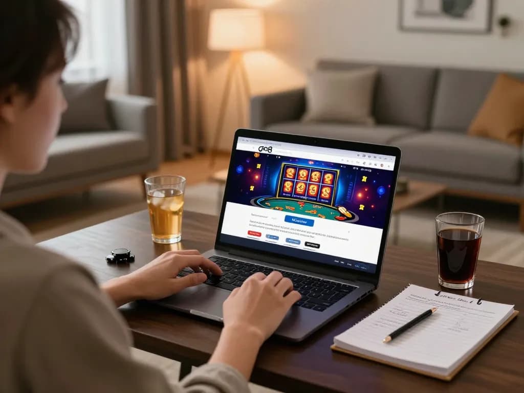 Engaging in online gaming with go8 đăng nhập on the laptop in a stylish home setup.