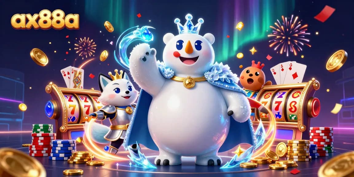 Experience thrilling jackpots with ax88a in a vibrant casino scene featuring golden coins and dynamic slot reels.