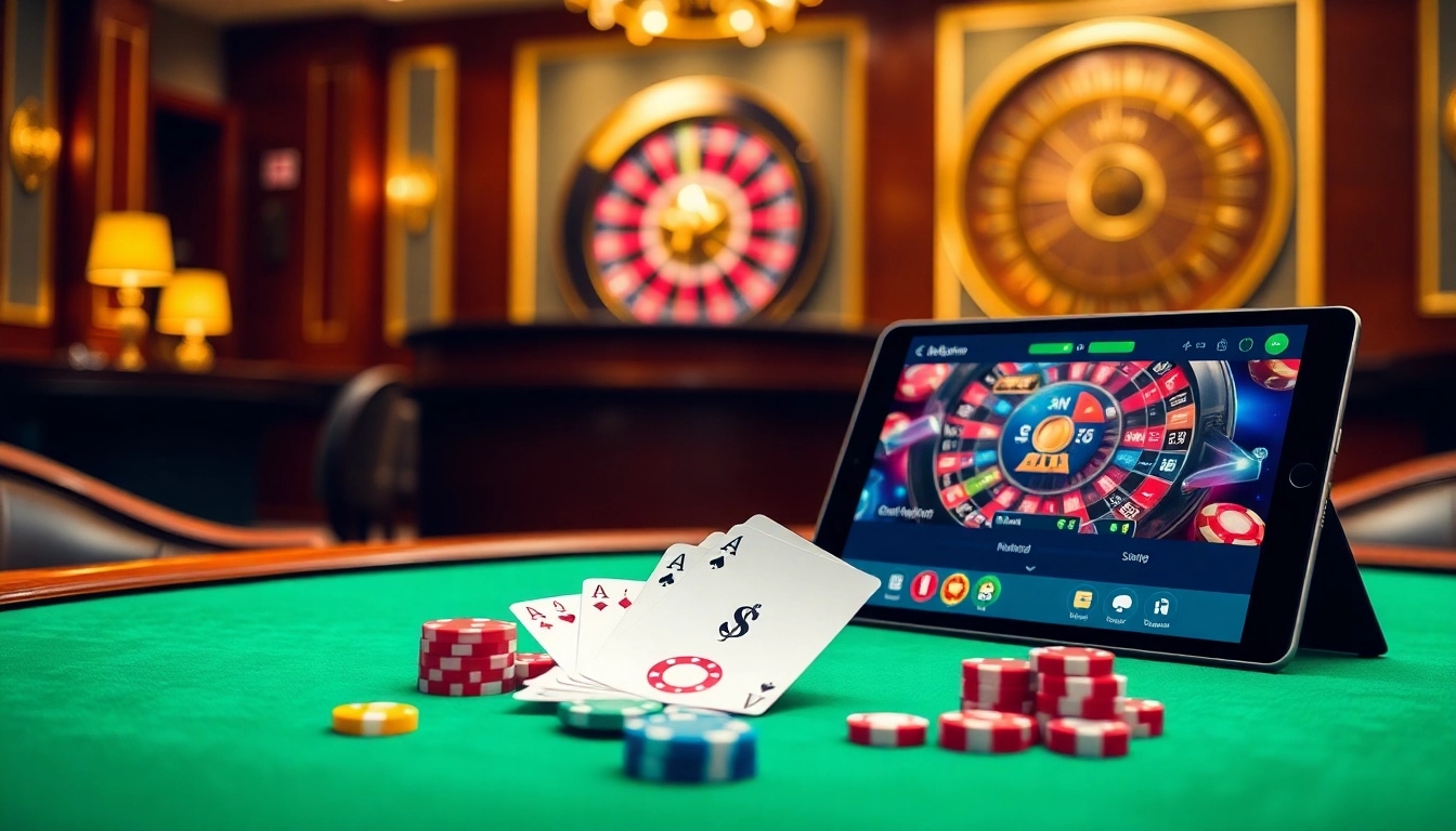Experience thrilling gameplay at cổng game rikvip with poker chips and vibrant casino elements.
