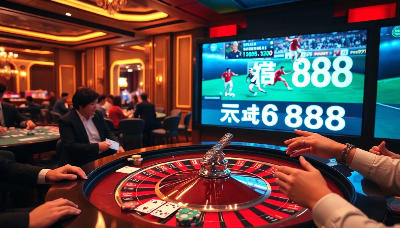 Experience thrilling bets with ดูบอลสด888 in a luxurious casino setting.