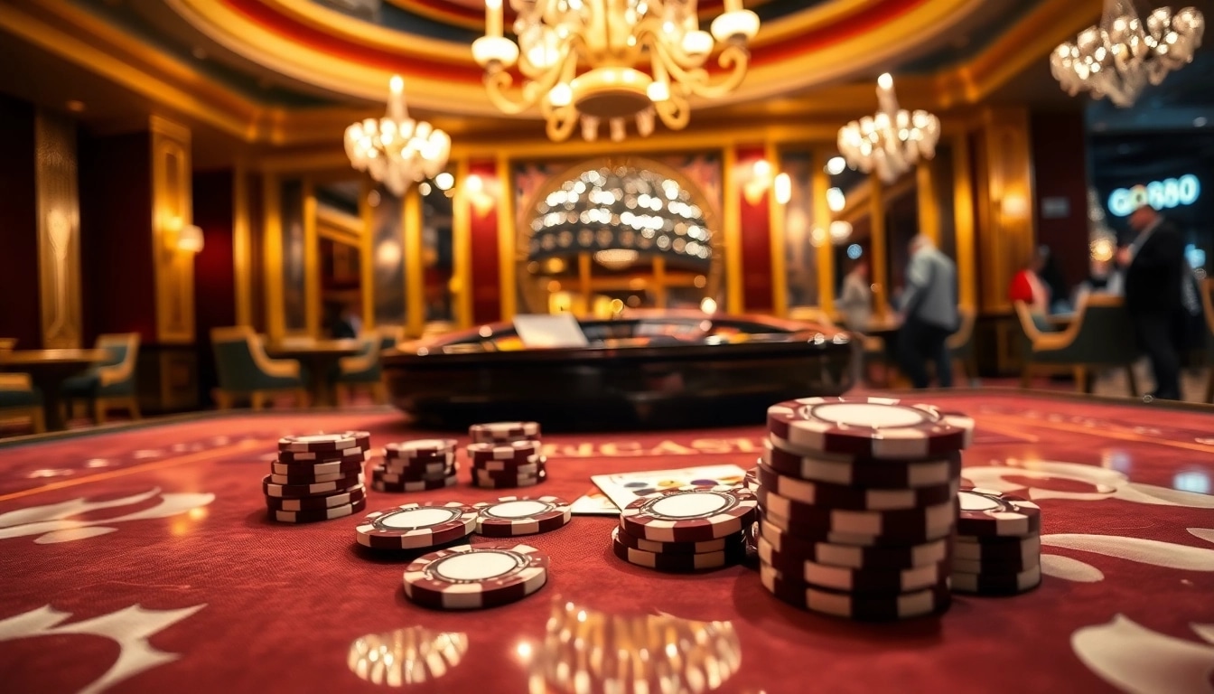GO88 players enjoying an exhilarating gaming experience at a luxurious casino table.
