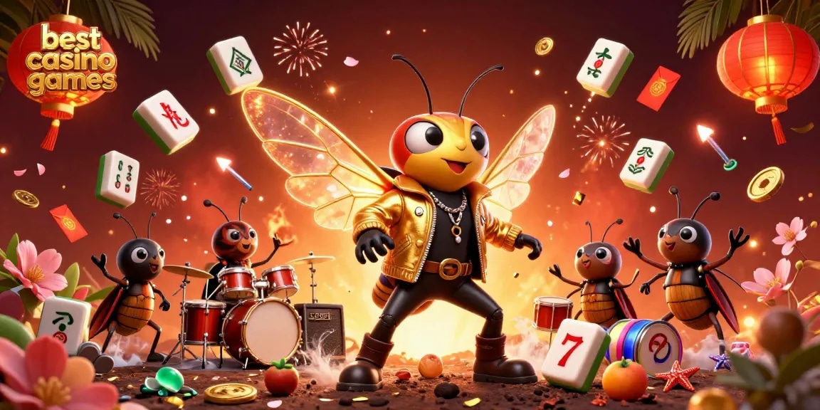Experience the best casino games with dynamic characters and colorful game elements in a vibrant 3D scene.