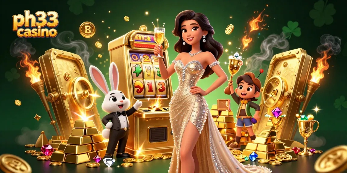 Experience the excitement of ph33 casino with stunning visuals and winning symbols as you toast with joy!