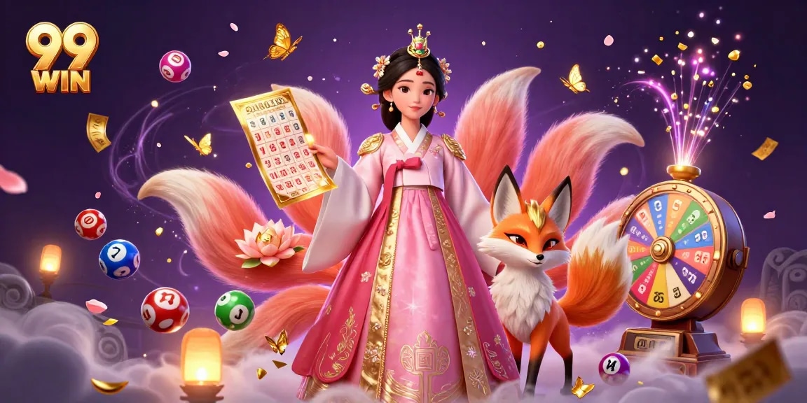 Engage with the excitement of 99 WIN as lottery balls scatter in this vibrant 3D casino scene.