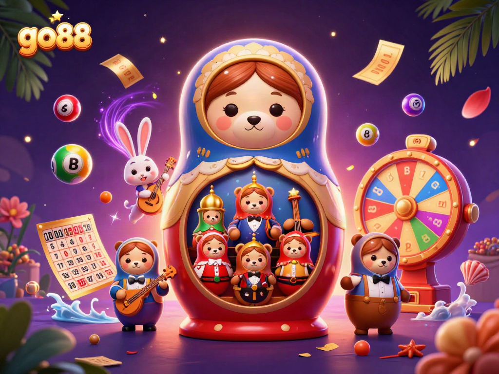 Engage with go88's vibrant gambling experience featuring dynamic characters and lively casino elements.