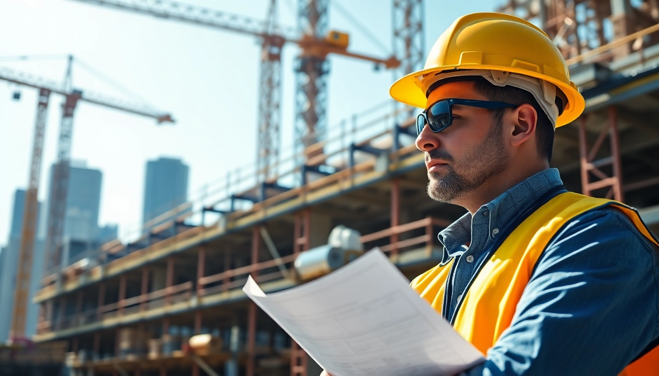 Manhattan Construction Manager supervising a busy construction site with cranes.