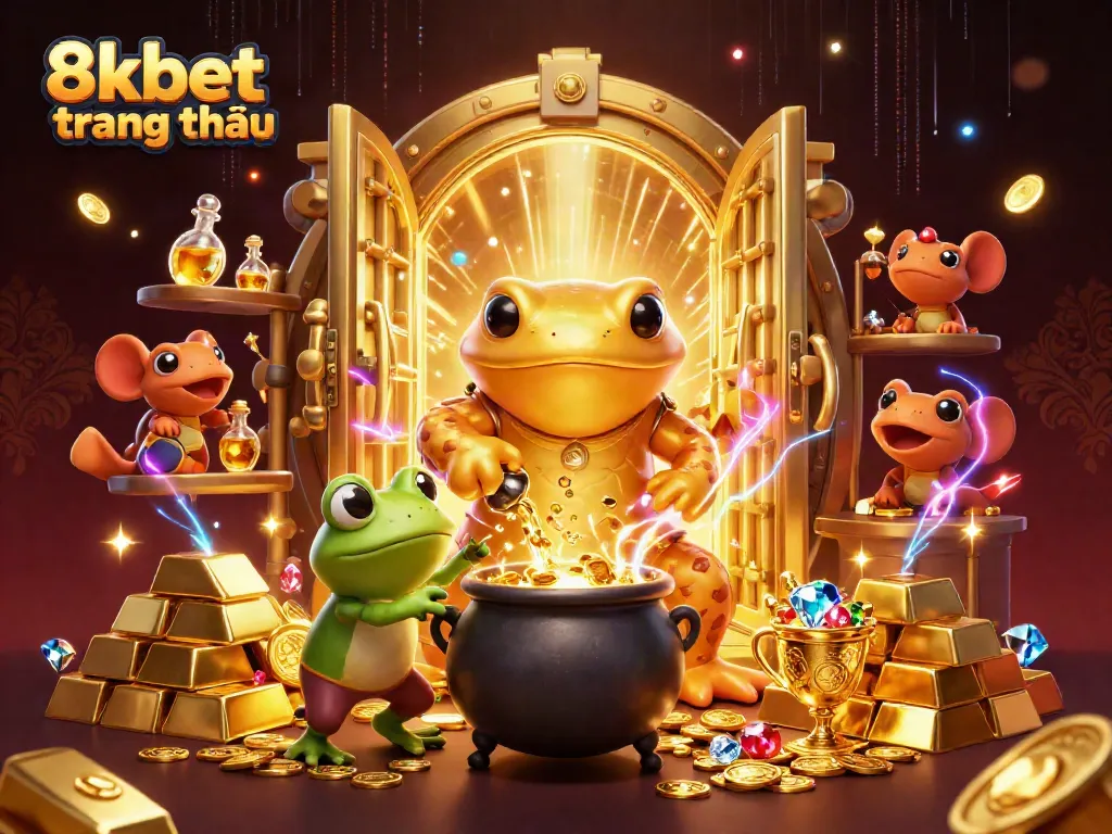Experience thrilling gameplay at 8xbet trang chủ with golden alchemists and treasure elements.