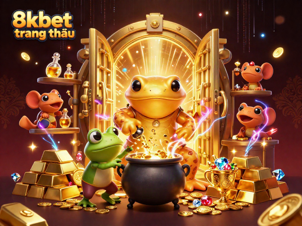 Experience thrilling gameplay at 8xbet trang chủ with golden alchemists and treasure elements.