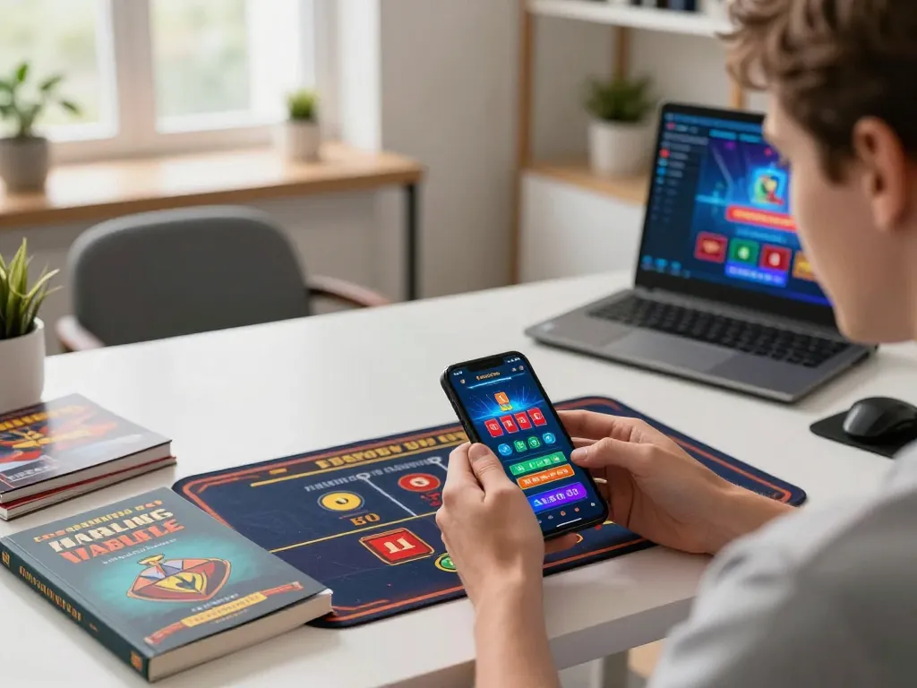 Engaging in online betting with a smartphone, highlighting tỷ lệ cá cược and gaming strategies in action.