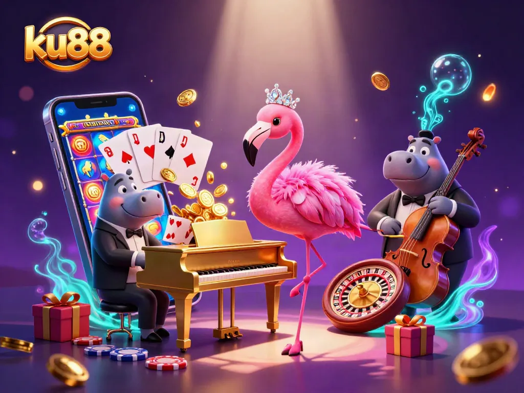 ku88 offers an exciting 3D gaming experience with vibrant characters and casino elements