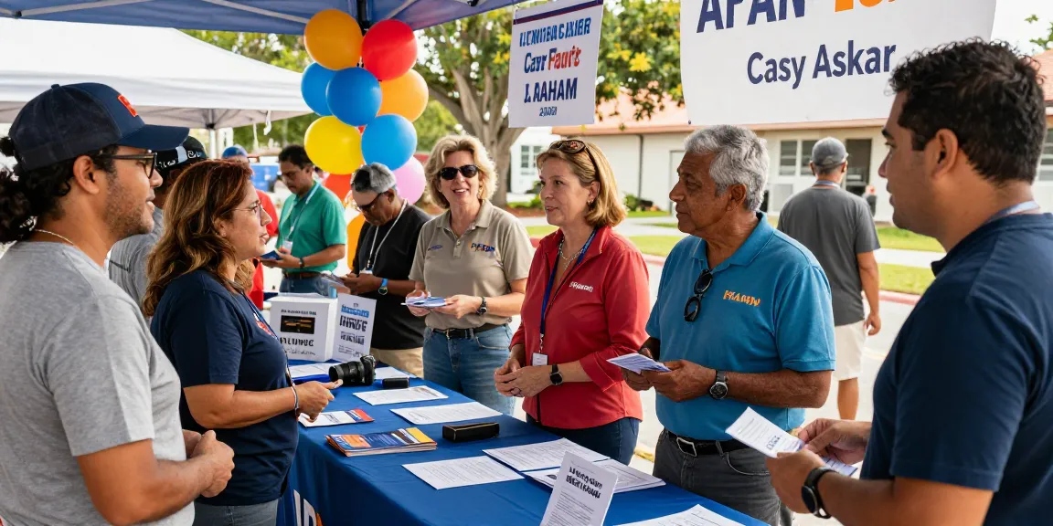 Casey Askar engaging with voters at a community event in Florida, promoting inclusivity and connection.