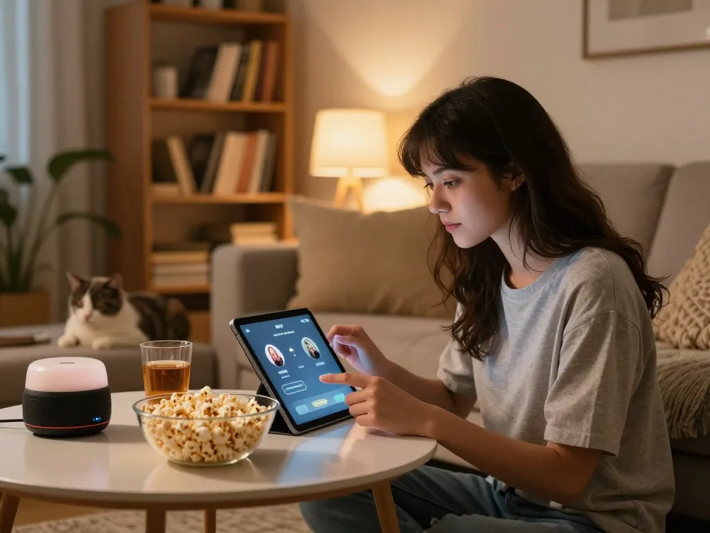 Engaging in ai chat porn with a cozy digital companion at home.