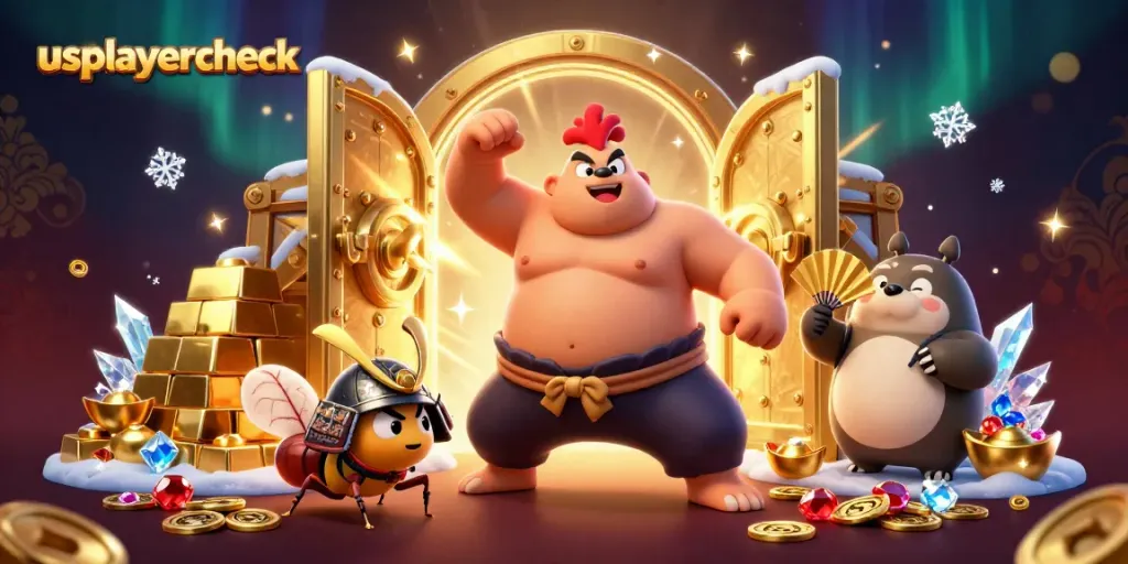 usplayercheck showcases dynamic casino action with animated characters and sparkling treasures in a vibrant setting