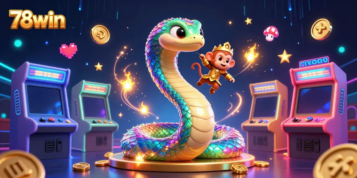 Experience thrilling gameplay with 78win as a vibrant rainbow serpent and monkey king illuminate the casino adventure.