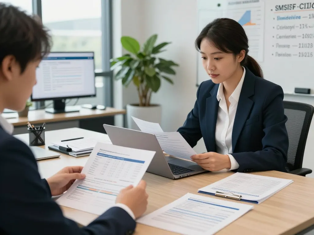 Experienced SMSF Accountant reviewing financial documents in a modern office setting.