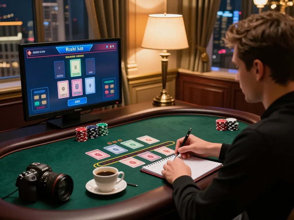 Player engages in online blackjack at FC88 with live dealer on screen, showcasing strategic gameplay and cozy atmosphere.