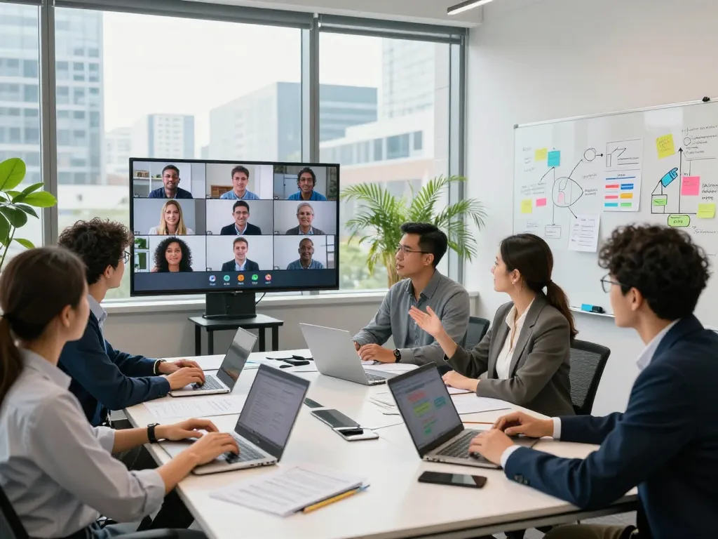 Team collaborating in a modern office highlighting wps官网 features for productivity and innovation.