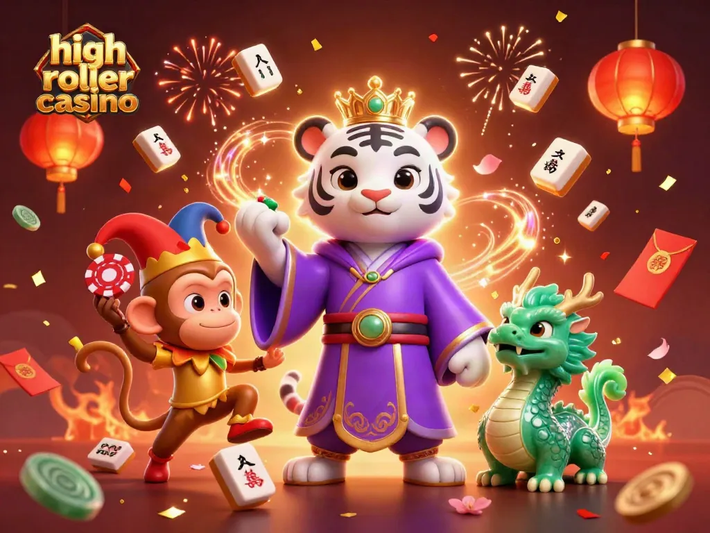 Experience the excitement of high roller casino gaming with vibrant characters and celebratory elements.
