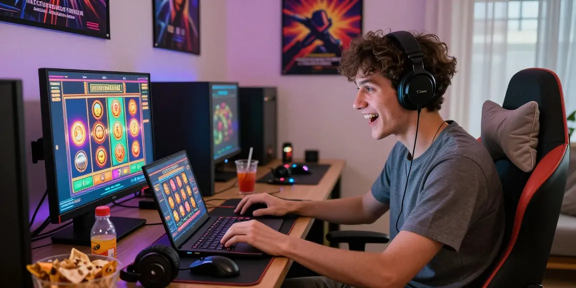 Experience the excitement of online slots at https://proplay88.uk.com/ with a modern gaming setup, vibrant graphics, and cozy atmosphere.