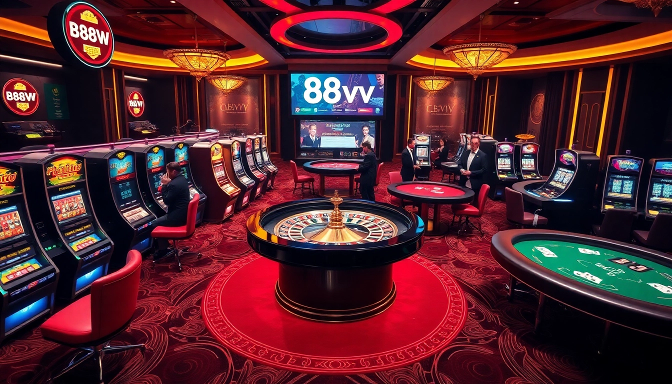 Experience the thrill of gambling at 88vv with vibrant casino tables and exciting slot machines.