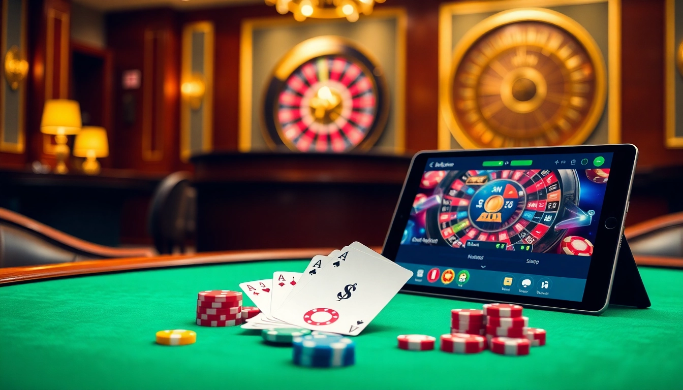 Experience thrilling gameplay at cổng game rikvip with poker chips and vibrant casino elements.