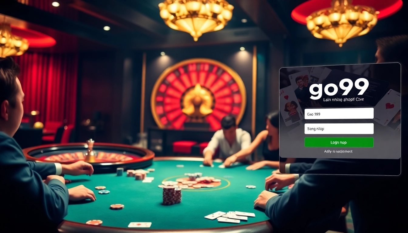 Log into go99 đăng nhập for thrilling casino action at a luxurious poker table.