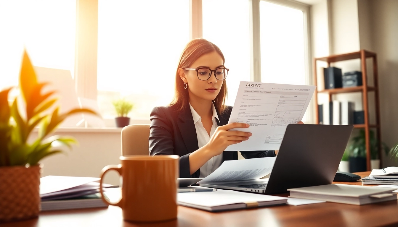 Complete the uk eta online application with ease and confidence, showcasing a businesswoman at work.