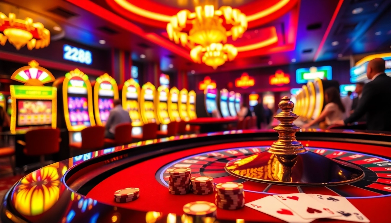 Experience the excitement of red88 at a luxurious casino with engaging roulette and slot machines.