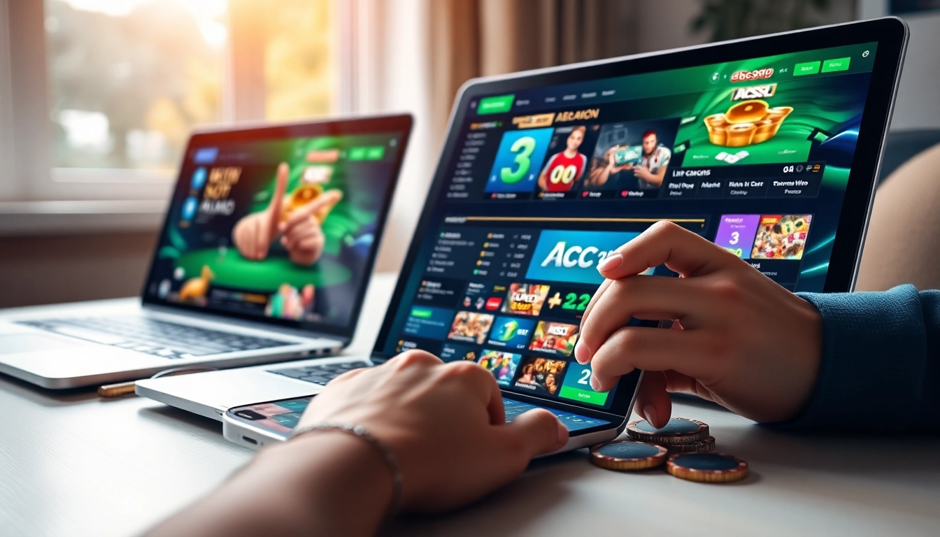 Experience the excitement of ABC999, a trusted online betting platform, showcasing vibrant games and modern interfaces.