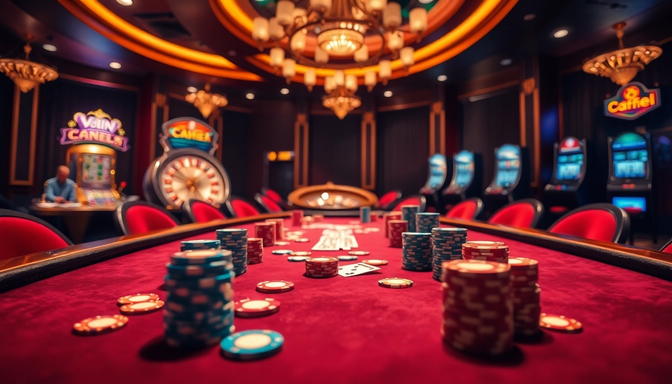 Experience the thrill of betting at Nhà cái 32win with a luxurious casino atmosphere featuring vibrant poker chips and cards.