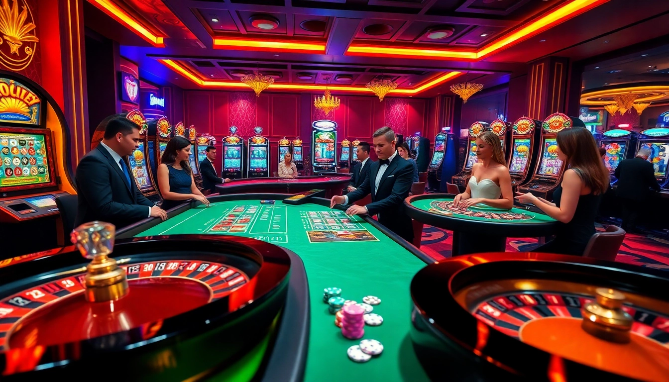 Players strategizing during a high-stakes game at https://f1682.email/ showcasing excitement and luxury.