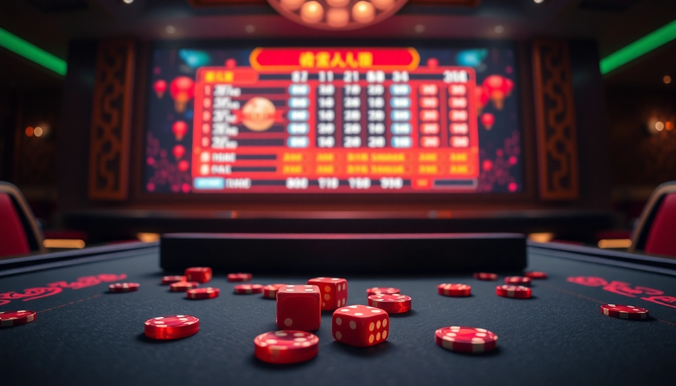 Experience the excitement of tai xiu online as digital dice roll on a sleek casino table.