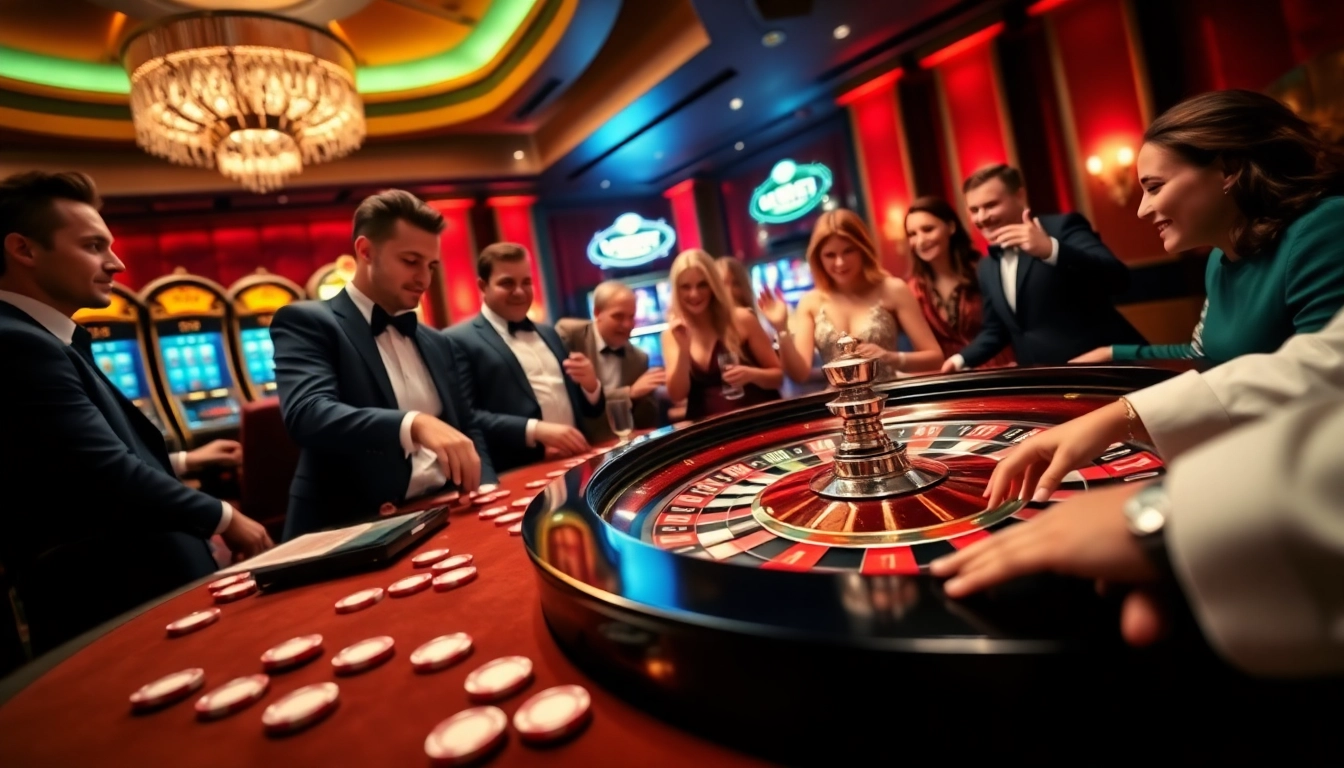 Gamblers enjoying a winning moment at a roulette table, emphasizing excitement on https://58win4b.net/.